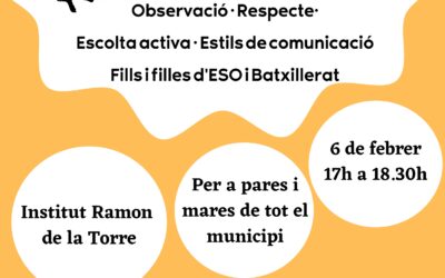 El 6 de febrer a l’institut Ramon de la Torre, taller “Escoltem-nos”